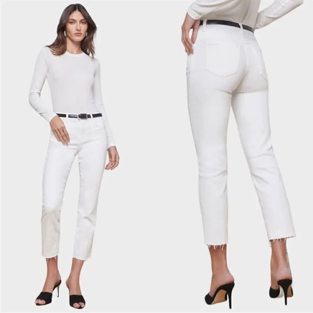 L'AGENCE Sada High Rise Cropped Straight Jeans in Blanc NWT $255